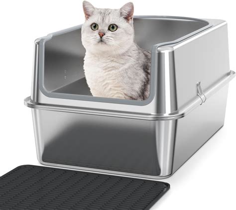 stainless steel litter box high sides|high sided litter box for large cats.